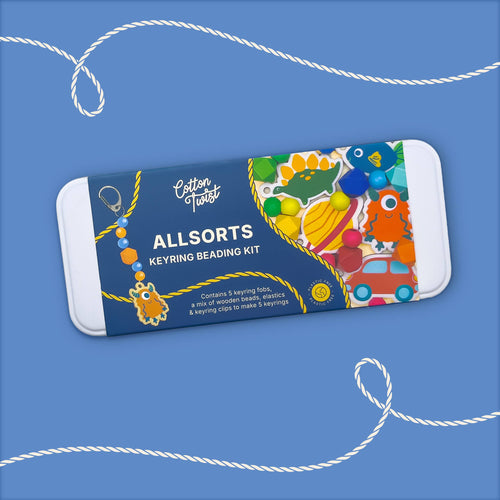 Allsorts keyring making kit for children, beaded craft set, Cotton Twist