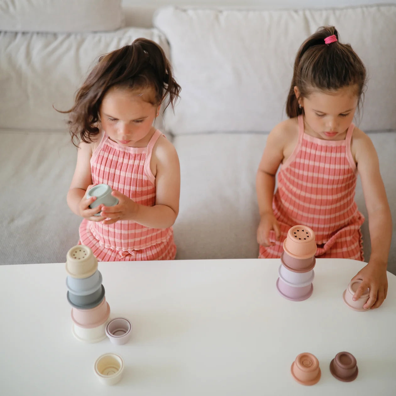 Petal stacking cups, baby and toddler learning toy, Mushie