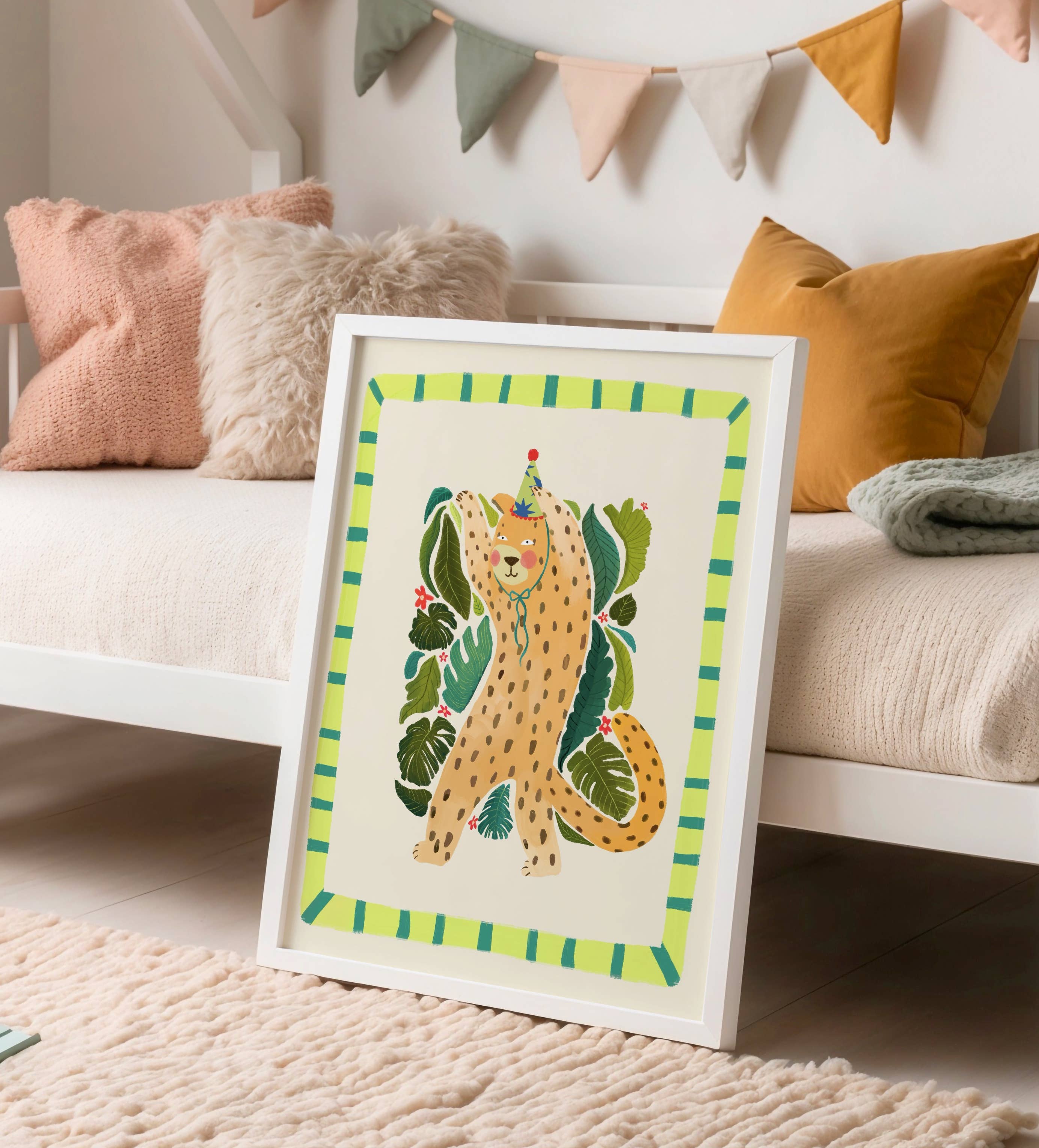 Larry Leopard , Kids Art Print, Colourful Art, Fun Art 