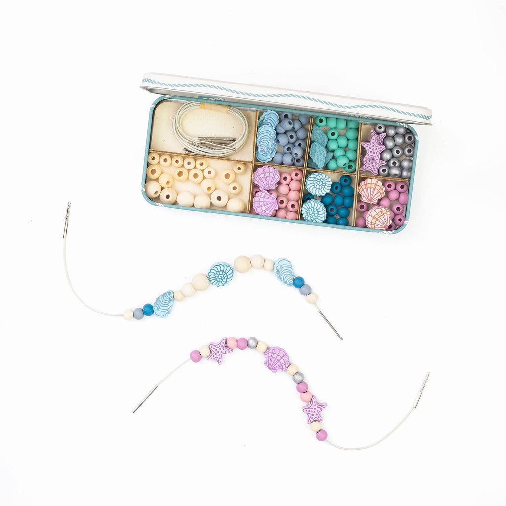 Seashell bracelet bead kit for children, make your own jewellery, Cotton Twist