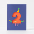 Age 2 cute character die cut birthday card for kids, Rumble Cards