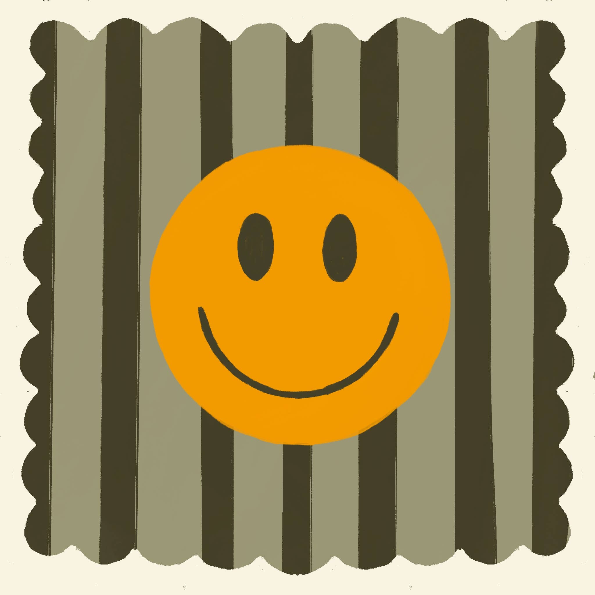 Olive Stripe Smiley, Dopamine Decor, Maximalist, Colourful 