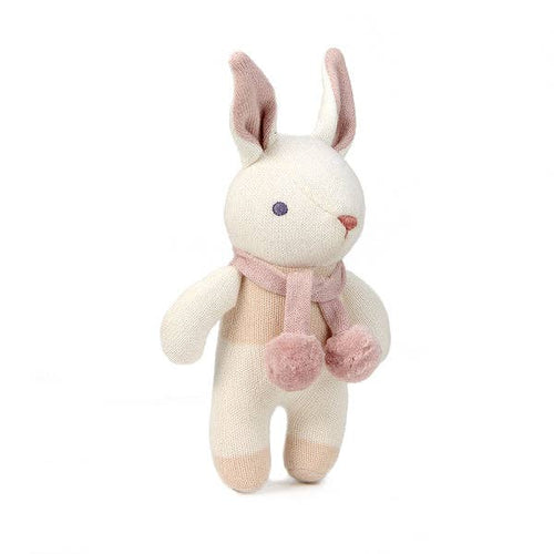 ThreadBear Baby Threads cream bunny organic rattle, 22cm soft baby toy