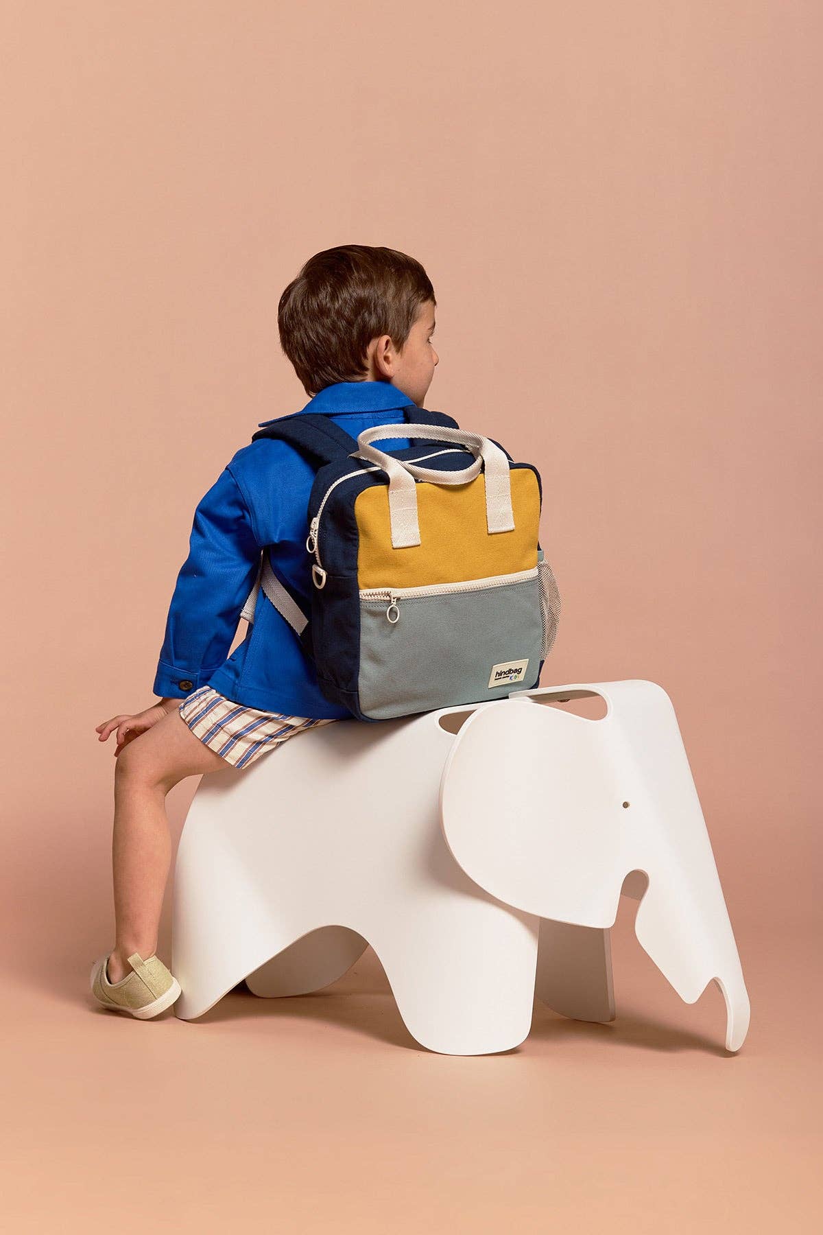Arthur tricolour saffron backpack, kids' jute rucksack, Hindbag