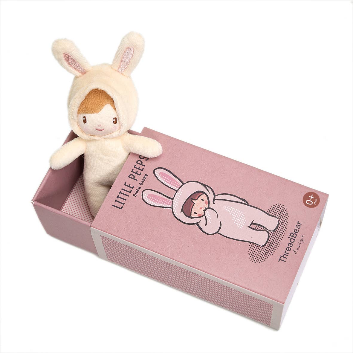 ThreadBear Little Peeps Binky Bunny 12cm matchbox doll, kids' soft toy