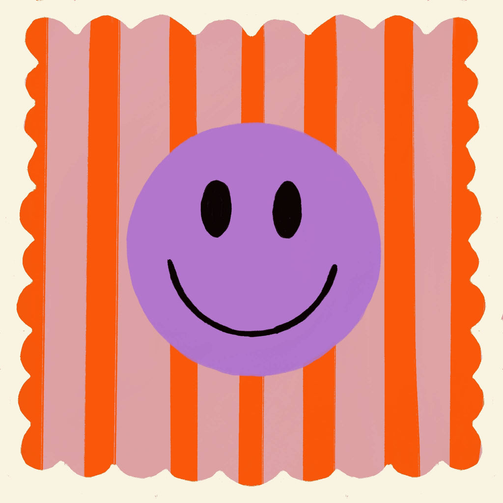 Orange Stripe Smiley, Colourful, Smileys, Dopamine Decor, 