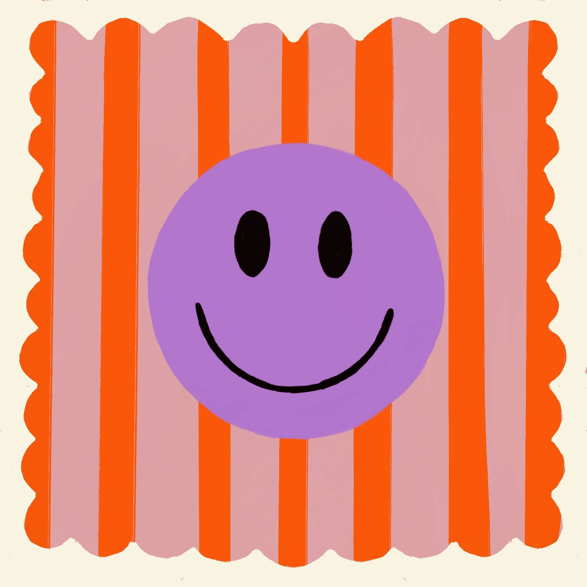 Orange Stripe Smiley, Colourful, Smileys, Dopamine Decor, 
