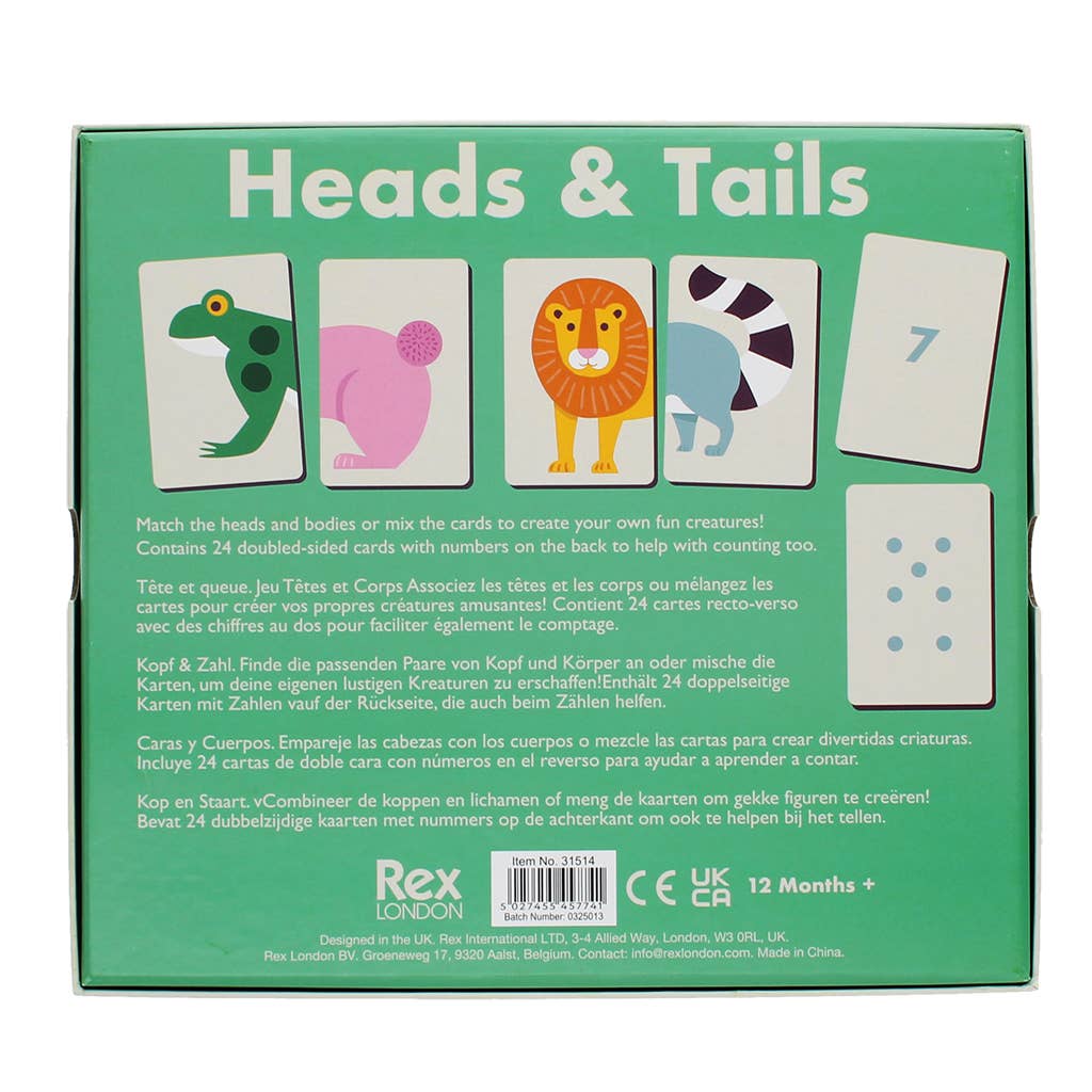 Kids' heads and tails matching game, 24 pieces, children's game, Rex London
