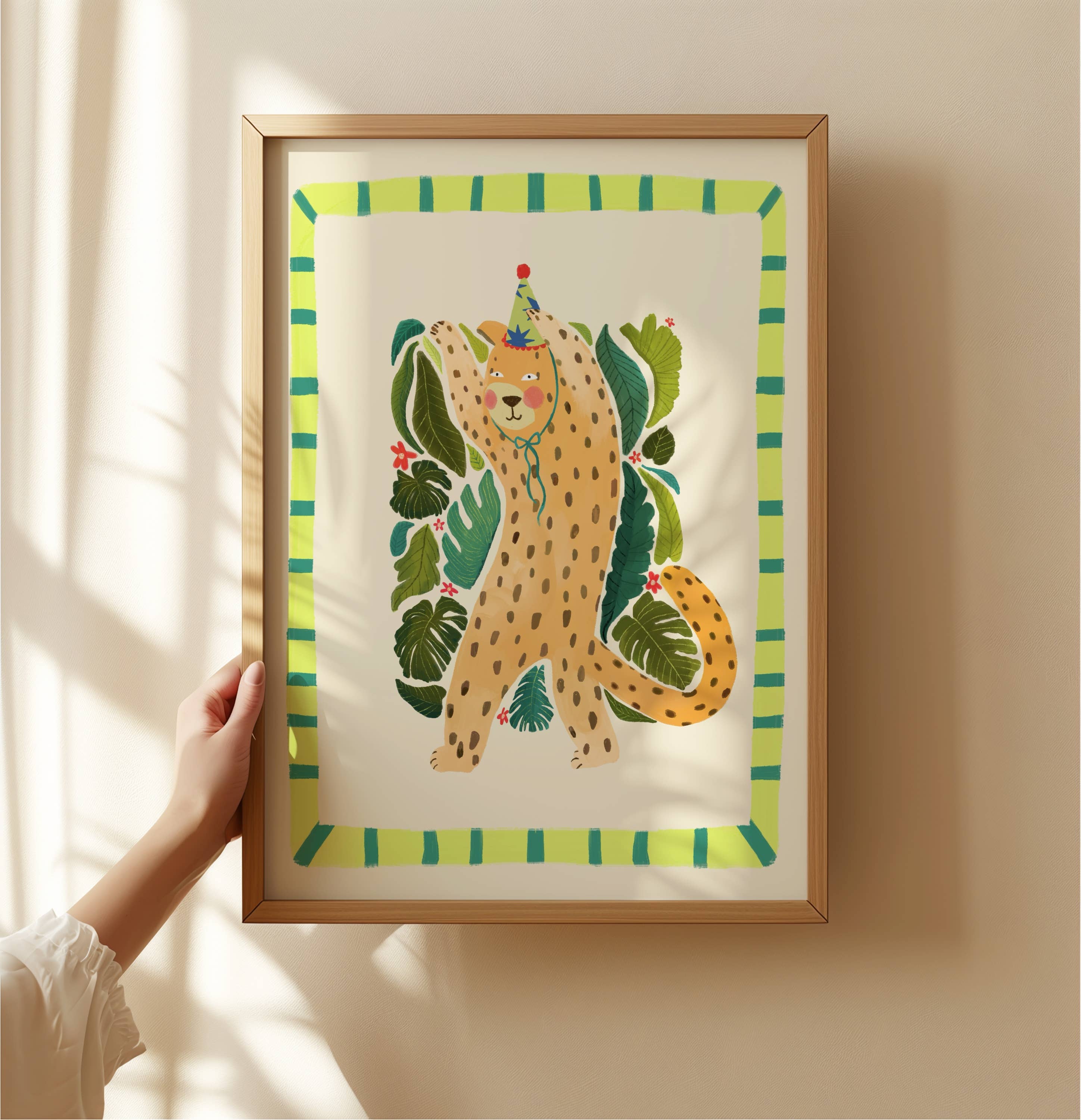 Larry Leopard , Kids Art Print, Colourful Art, Fun Art 