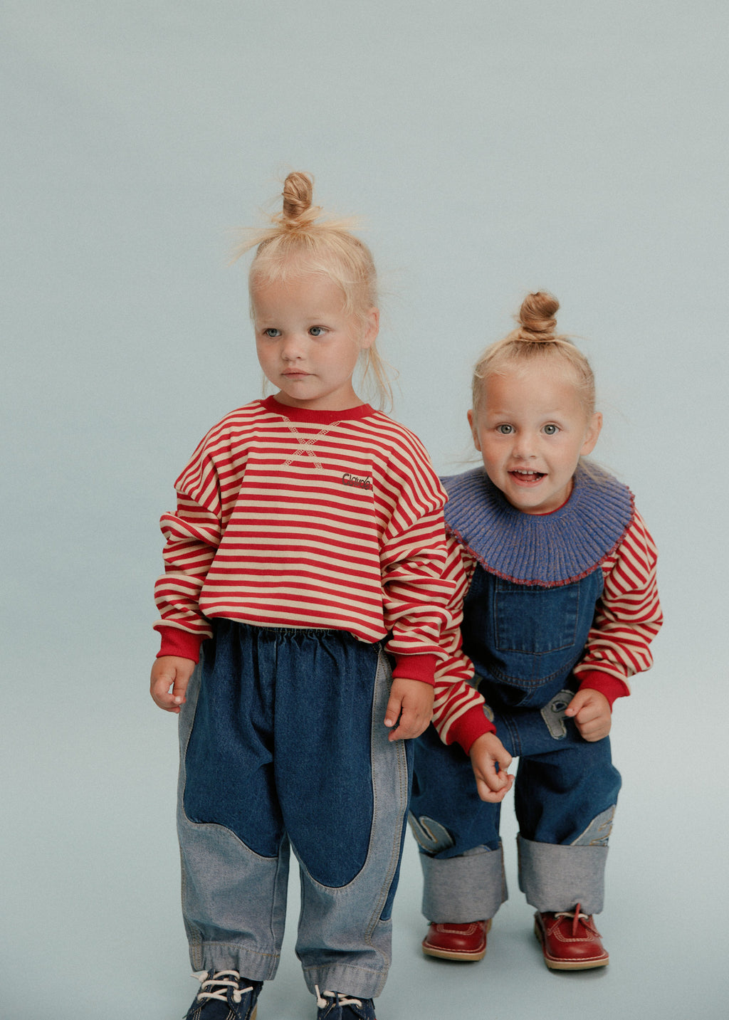 Claude & Co Jamie crimson stripe long sleeve tee for kids, organic cotton – image 2