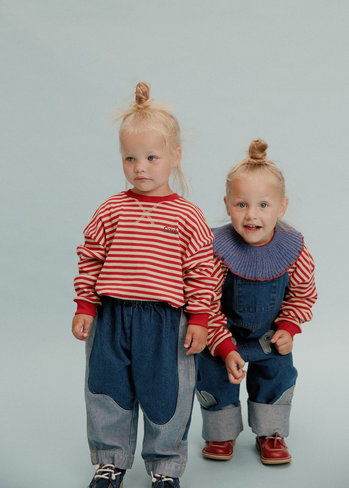 Claude & Co Jamie crimson stripe long sleeve tee for kids, organic cotton – image 2