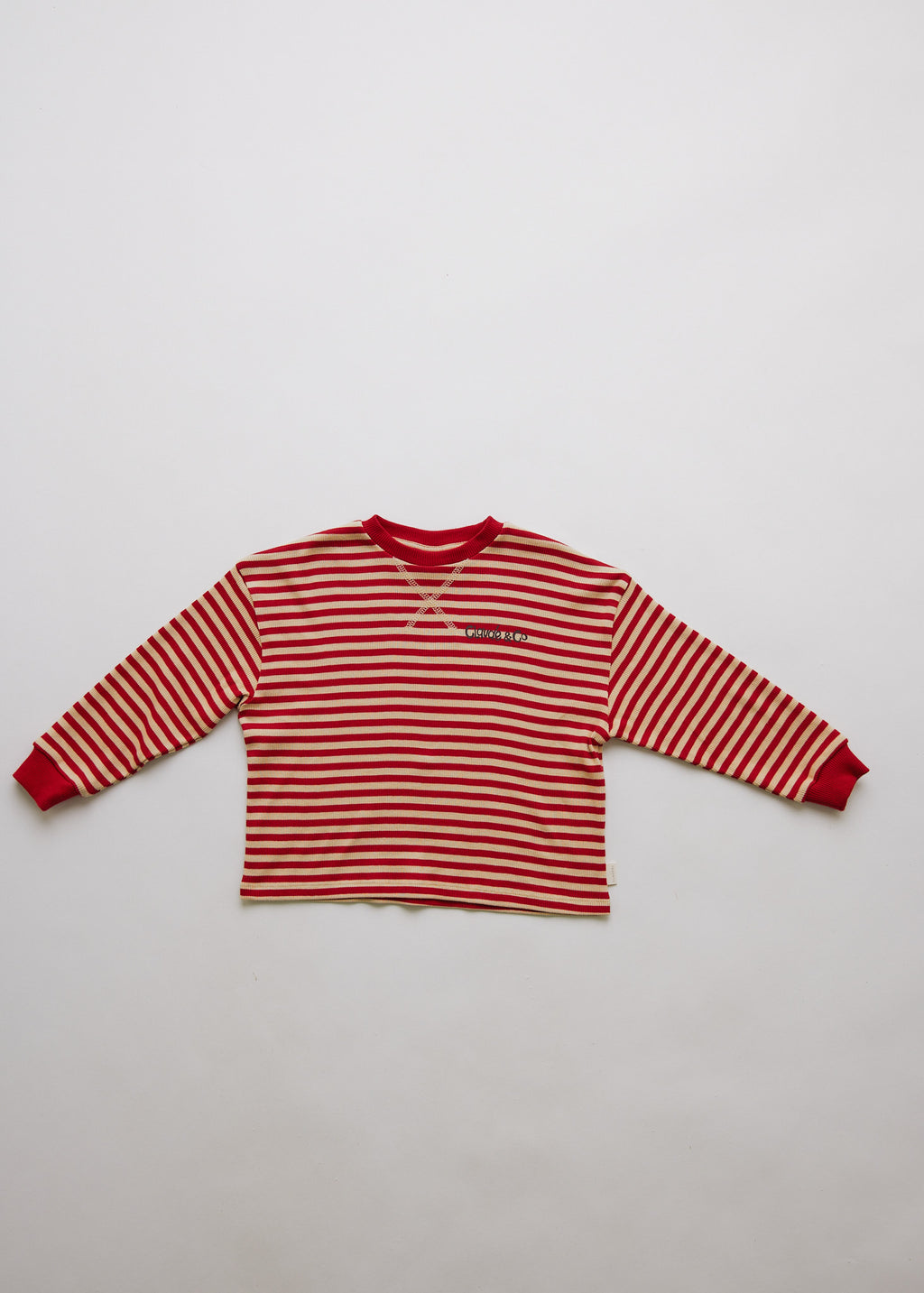 Claude & Co Jamie crimson stripe long sleeve tee for kids, organic cotton – image 6