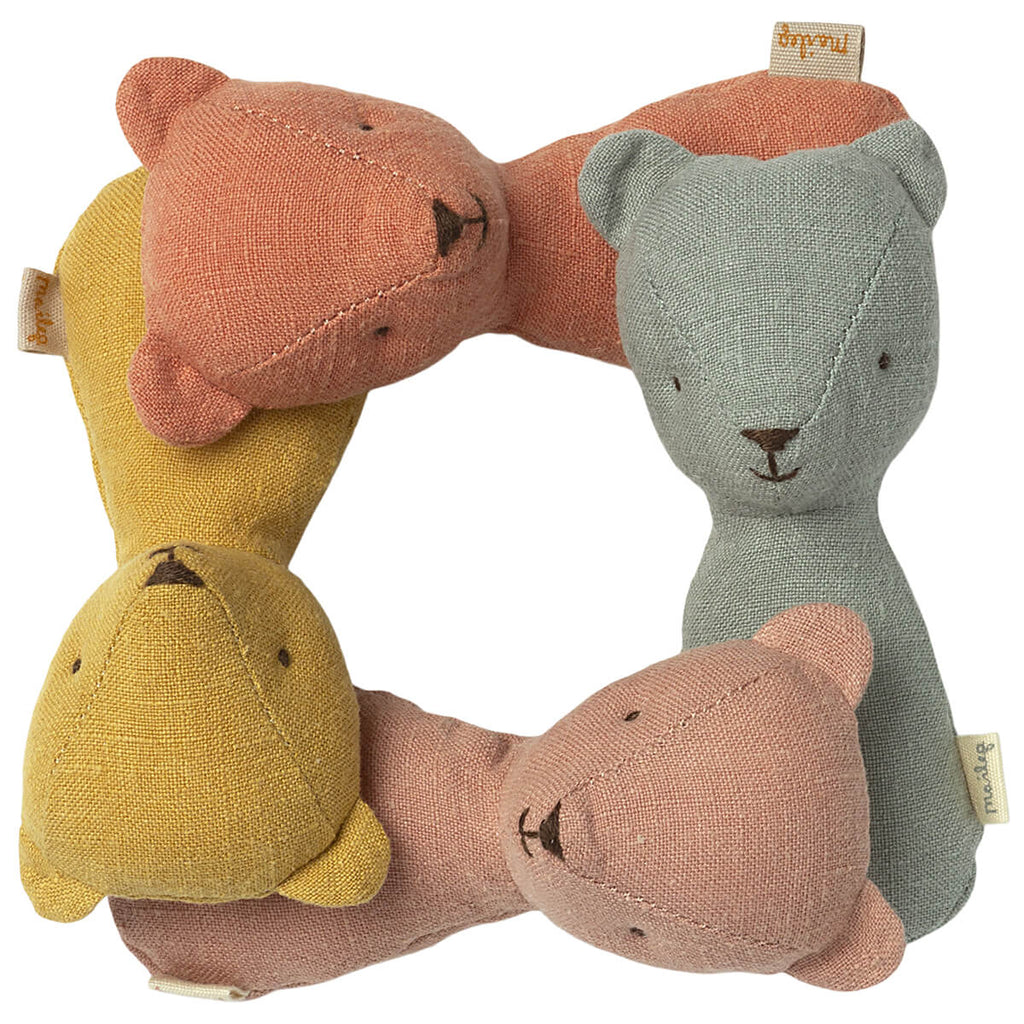 Maileg dusty coral teddy rattle, soft baby toy, Cucurucu
