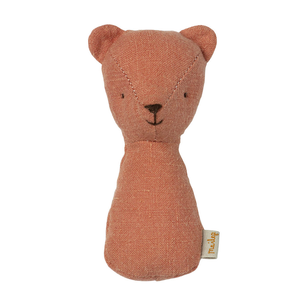 Maileg dusty coral teddy rattle, soft baby toy, Cucurucu