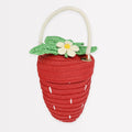 Strawberry basket bag for kids, children's straw bag, Meri Meri