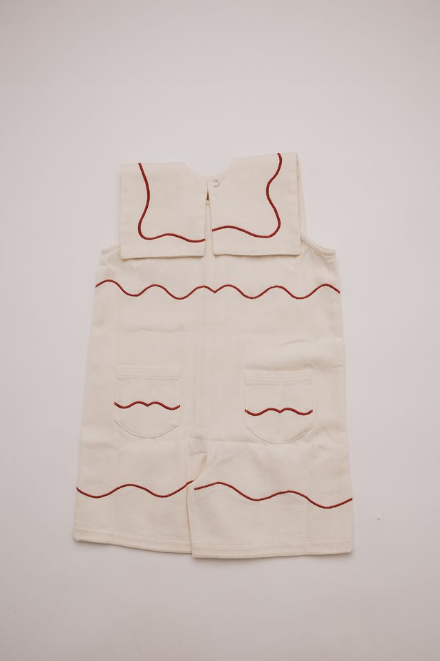 Baby Cali embroidered vanilla ripple collar overall, Claude & Co
