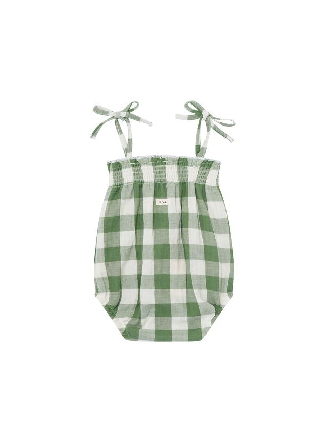 Organic Zoo Dill Gingham Spaghetti Bodysuit