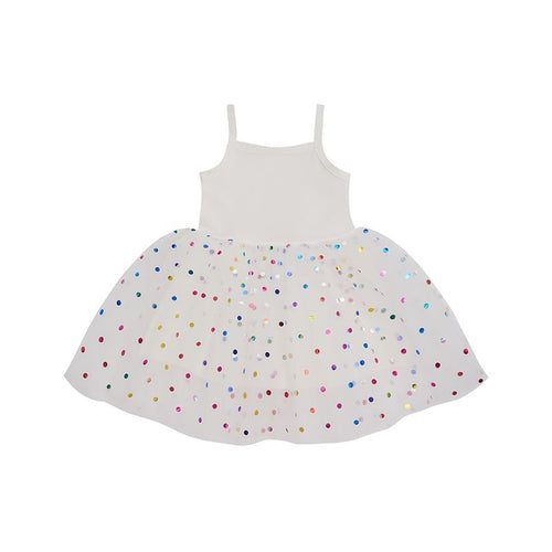 Girls' white spot dress, children's dress, Bob & Blossom