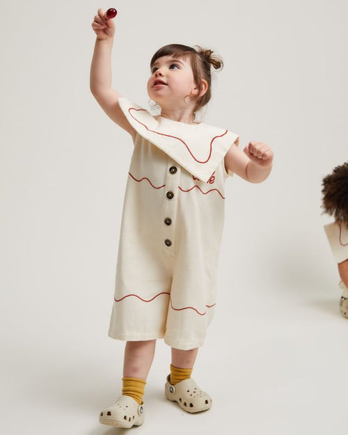 Baby Cali embroidered vanilla ripple collar overall, Claude & Co